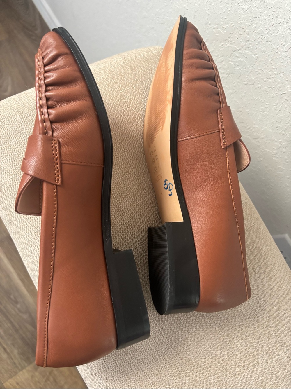 J.Crew Maison Ruched Penny Loafers Women’s 9 English Saddle Brown Leather - Picture 3 of 5